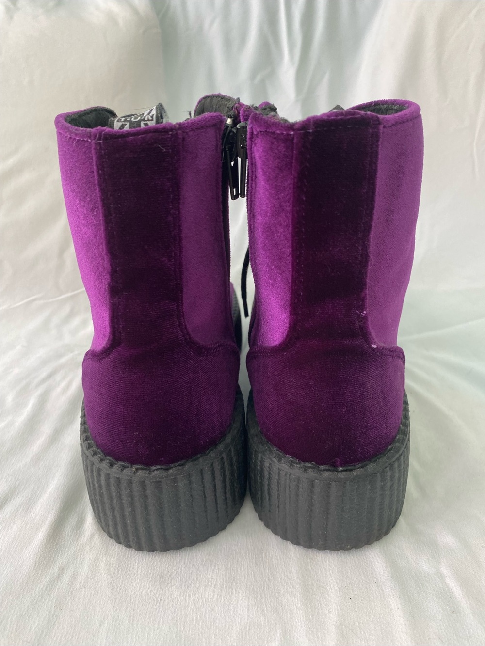 T.U.K. Purple Velvet Playform Boots - Picture 5 of 15